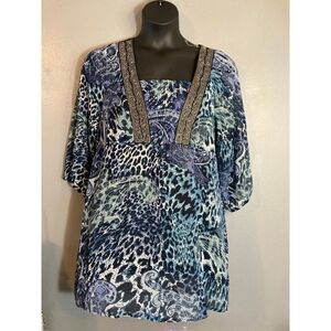 Elementz blue paisley lightweight blouse